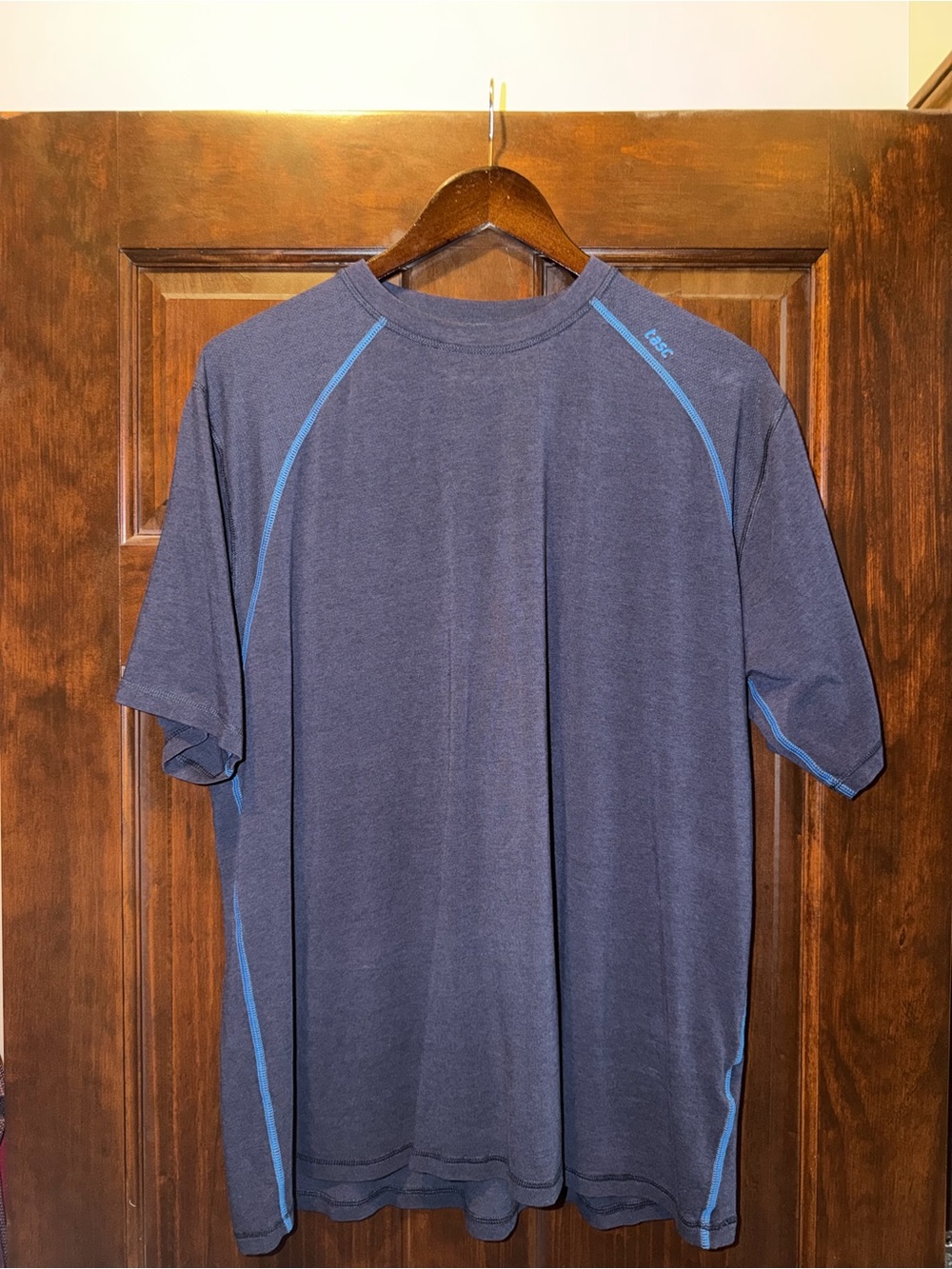 Men's Short-Sleeve Athletic Tee - Navy with Light Blue Trim